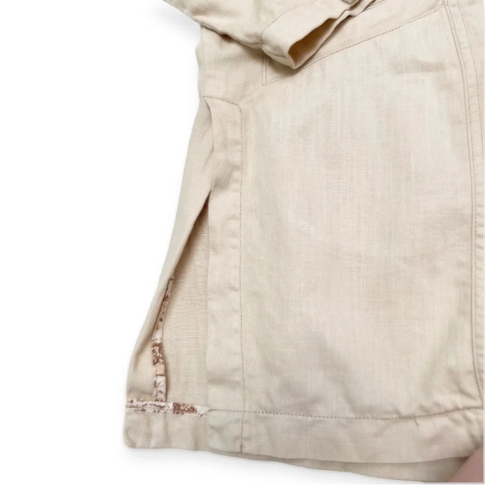 Anthropologie Pilcro Linen Blend Summer Blazer Large Cream Lagenlook Boho